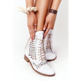 Ažurne kožne čizme Nicole 2627 Bijele bijela 2