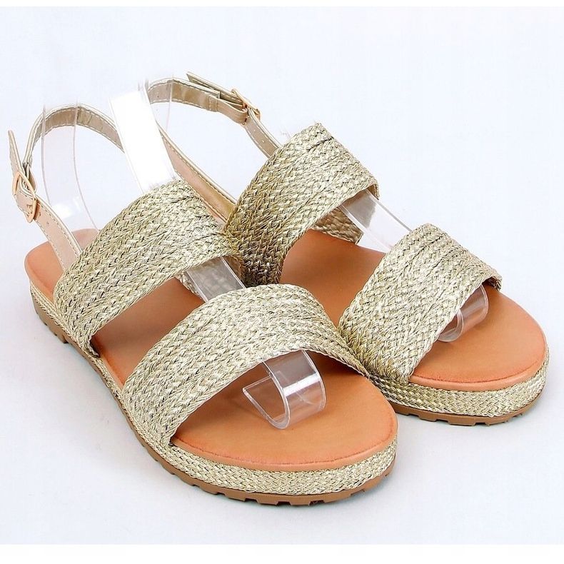 Zlatne WL1593 Sandale sa zlatnim pletenicama zlatna 1
