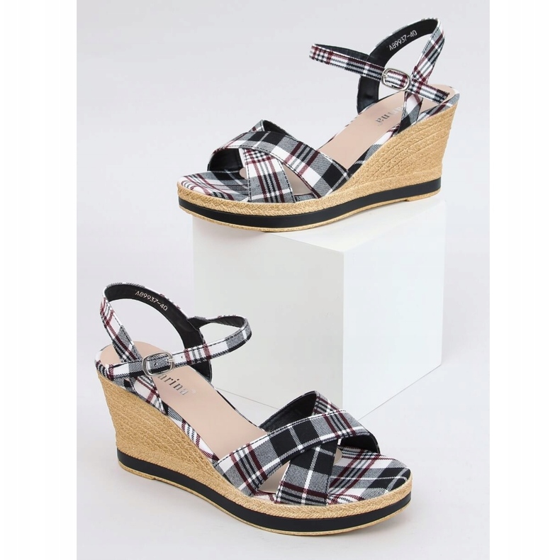 Crne Čekirane crne sandale A89937 Crne crna 1