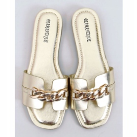 Zlatne papuče HY23-01 zlatne s lancem zlatni 1