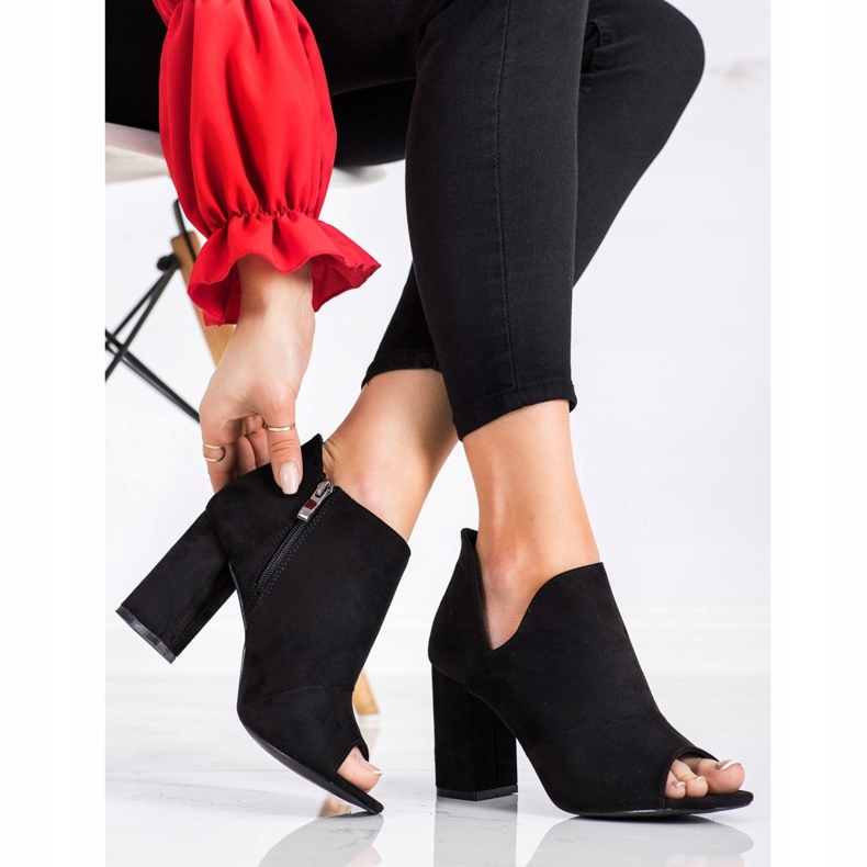 VINCEZA čizme s proljetnim otvorenim prstom crna 2