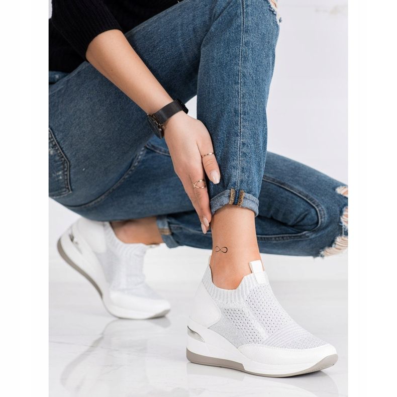 ARTIKER Tenisice na klin bijela srebro siva 2