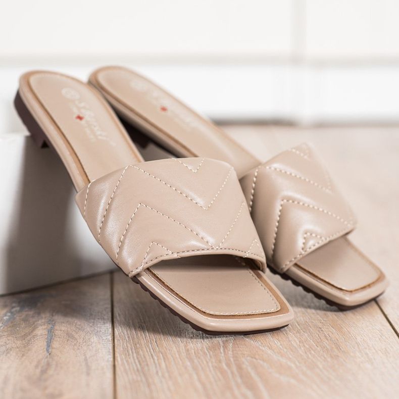 S. BARSKI Prošivene papuče S.BARSKI bež 1