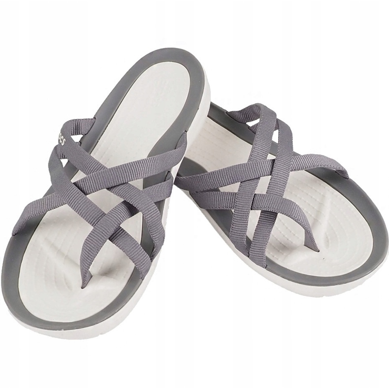 Crocs ženske papuče Swiftwater Webbing Flip W svijetlo siva 205479 lis. 1
