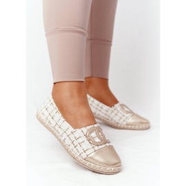 EVE Elegantne ženske zlatne espadrile Be My Love bež 2