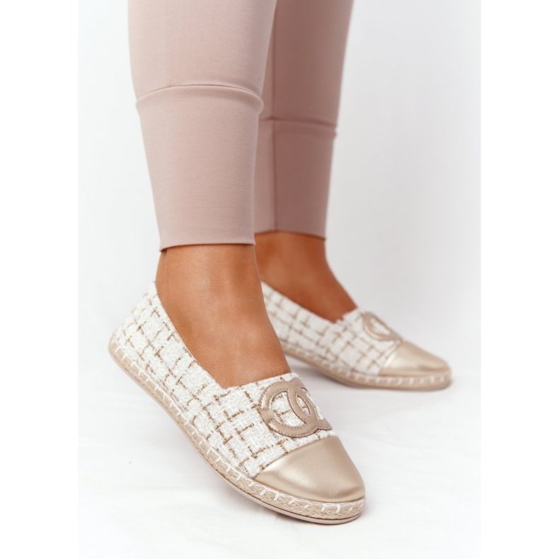 EVE Elegantne ženske zlatne espadrile Be My Love bež 2