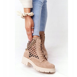 Lewski Shoes Ažurne čizme Workery Lewski Cipele 3030-0 Pijesak smeđa 2