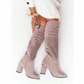 Lewski Shoes Wiosenne Ażurowe Kozaki Lewski Cipele 2847 / B Beżowe bež 1