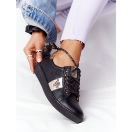 Lewski Shoes Ženske kožne tenisice Lewski Cipele 2786-0 Crno-zlatne zlatna 2