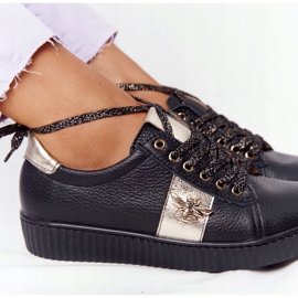 Lewski Shoes Ženske kožne tenisice Lewski Cipele 2786-0 Crno-zlatne crna zlatni 1