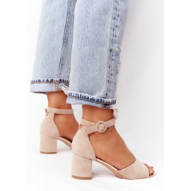 Suede Sandale na visoku petu Vinceza 21-20100 Bež 1