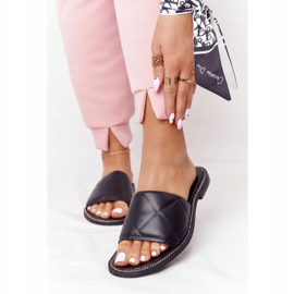 Kožne papuče s prošivenim Nicole 2650 crne crno 2