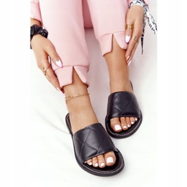 Kožne papuče s prošivenim Nicole 2650 crne crno 1