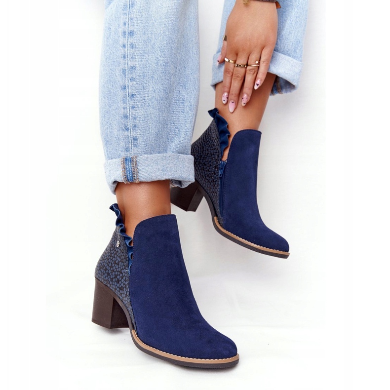 Ženske kožne čizme na visoku petu Maciejka Navy blue 04833-17 tamnoplava 2