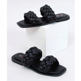 Crne JH200 Crne papuče s pletenim prugama crno 1