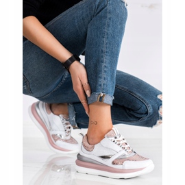 ARTIKER Bijele i ružičaste kožne tenisice bijela ružičasta 2