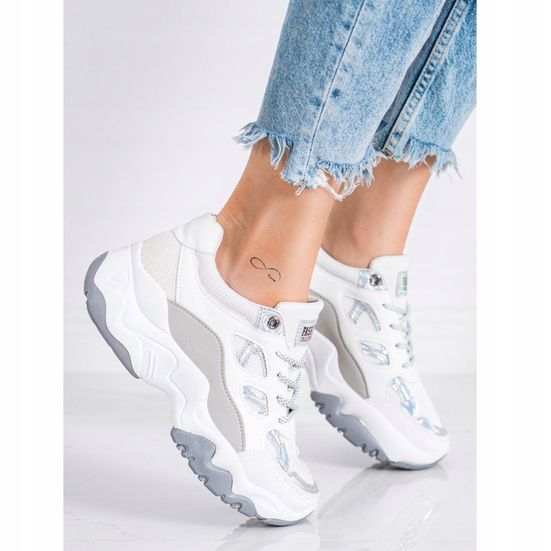 SHELOVET Modne tenisice na vezanje bijela siva 1