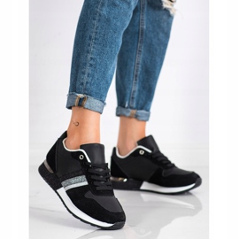 SHELOVET Crne tenisice sa svjetlucavom platformom crna srebro 2