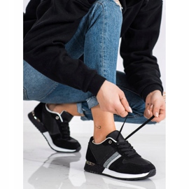 SHELOVET Crne tenisice sa svjetlucavom platformom crna srebro 1