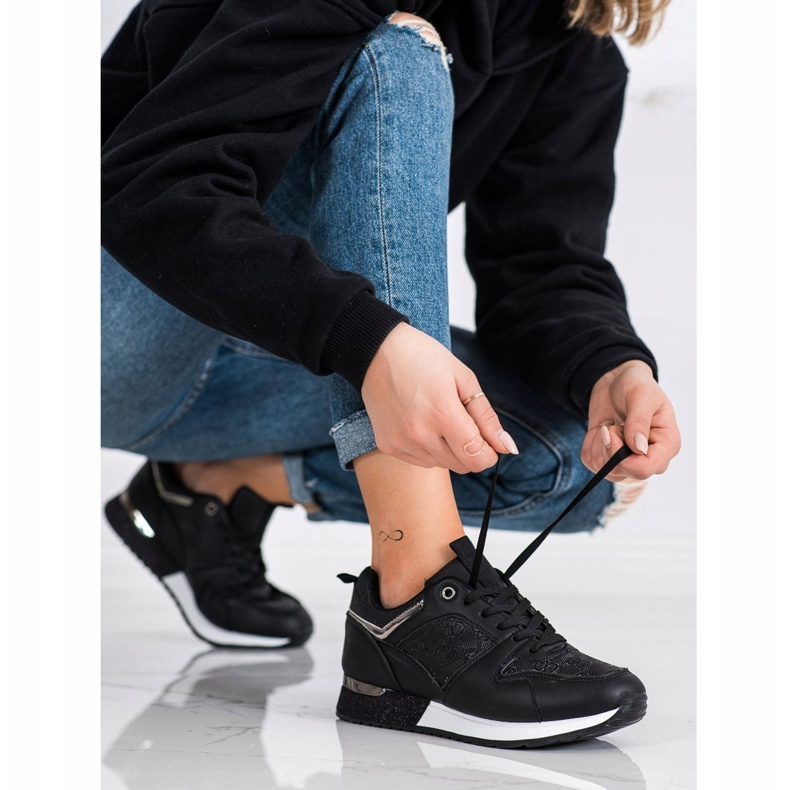 SHELOVET Crne tenisice s uzorcima crna 2