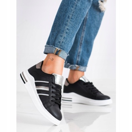 SHELOVET Ležerne crne sportske cipele crno srebro 2