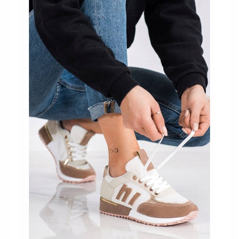 SHELOVET Sportske cipele s mrežom bež bijela zlatna 1