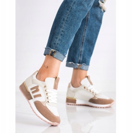 SHELOVET Sportske cipele s mrežom bež bijela zlatna 2