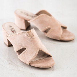 S. BARSKI Elegantne papuče od antilopa bež zlatni 1