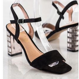 S. BARSKI Klasične sandale s ukrasnom petom S.BARSKI crna srebro 2