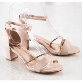 Goodin Elegantne sandale s kubnim cirkonijem bež zlatni 1