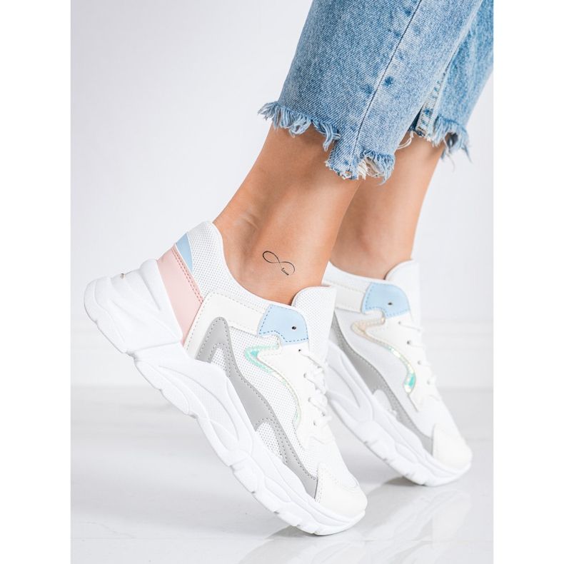 SHELOVET Elegantne tenisice na platformi bijela plava ružičasta siva 1