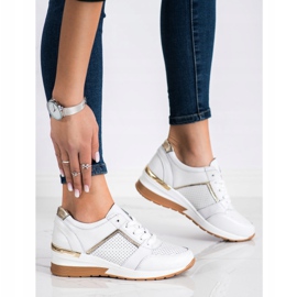 Goodin Bijele kožne tenisice bijela zlatni 2