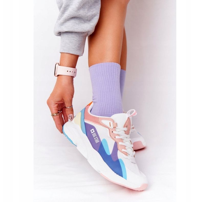Ženske sportske cipele Memory Foam Big Star HH274809 Bijelo-ružičasta bijela ljubičasta plava 1