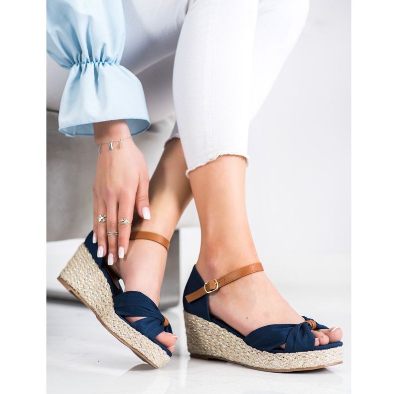 Goodin Sandale s tekstilom na klin tamnoplava 1