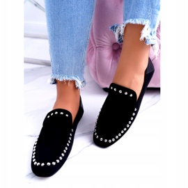 Lu Boo Ženske balerinke Black Lords sa plantažama crna srebro 2