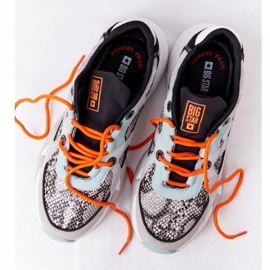 Ženske sportske cipele Memory Foam Big Star HH274324 Sivo-zelena naranča 1