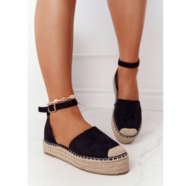 MSMG Espadrile na platformi od slame Black Bali crna 2