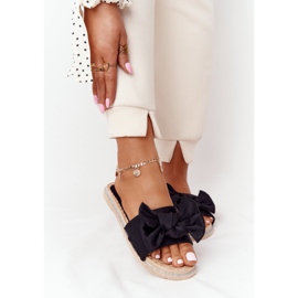 MSMG Crne Andrea gumene papuče s mašnom bež crno 1