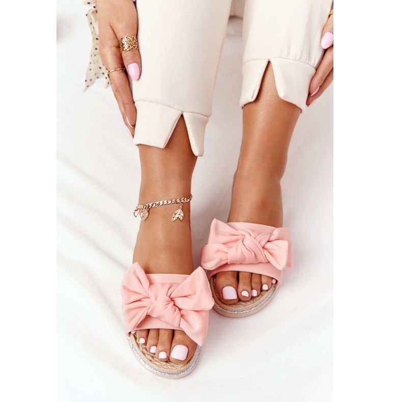 MSMG Gumene papuče s Andrea Coral mašnom bež višebojan ružičasta 1