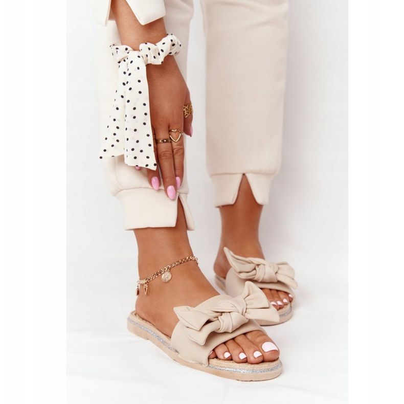 MSMG Andrea Bež gumene papuče s mašnom 2