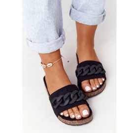 MSMG Crne Makayla antilop papuče na potplatu od pluta crna 2