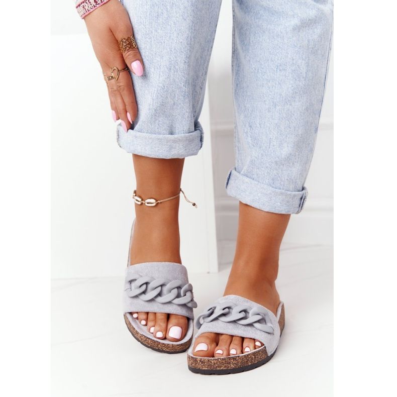 MSMG Sive Makayla antilop papuče na potplatu od pluta siva 2