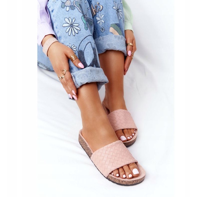 MSMG Kožne papuče na potplatu od pluta Svjetlo ružičasta Catalina 1