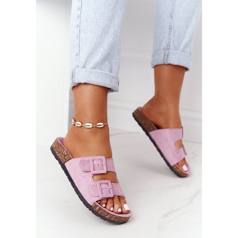 MSMG Papuče od antilopa na plutenom potplatu svjetlo ljubičaste Jennifer ljubičasta 2