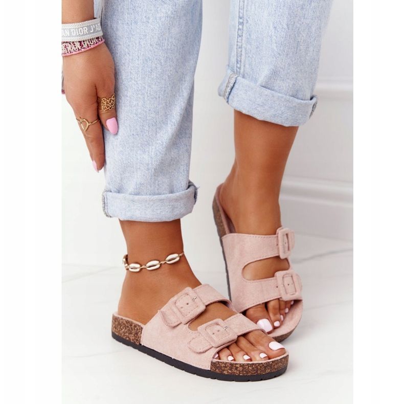 MSMG Papuče od antilopa na potplatu od plute Svjetlo ružičasta Jennifer 2