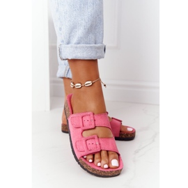 MSMG Ružičaste Jennifer antilop papuče na potplatu od pluta ružičasta 2