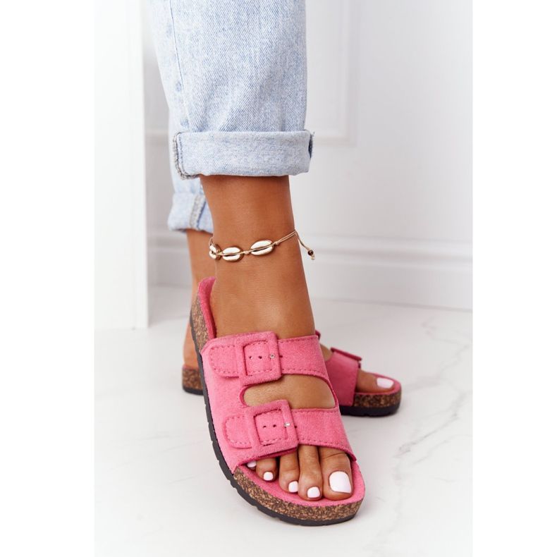 MSMG Ružičaste Jennifer antilop papuče na potplatu od pluta ružičasta 2