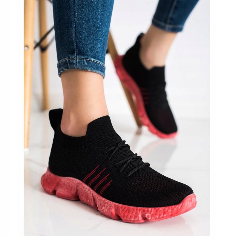 SHELOVET Ažurne tenisice na platformi crna 2