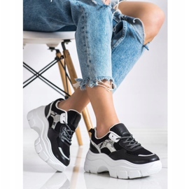 SHELOVET Elegantne tenisice sa sjajem crna 1