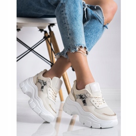 SHELOVET Elegantne tenisice sa sjajem bež 2